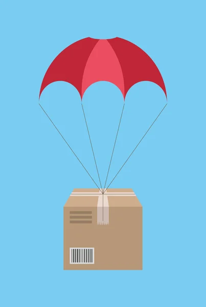 Vector illustation of a package on parachute — Vector de stock