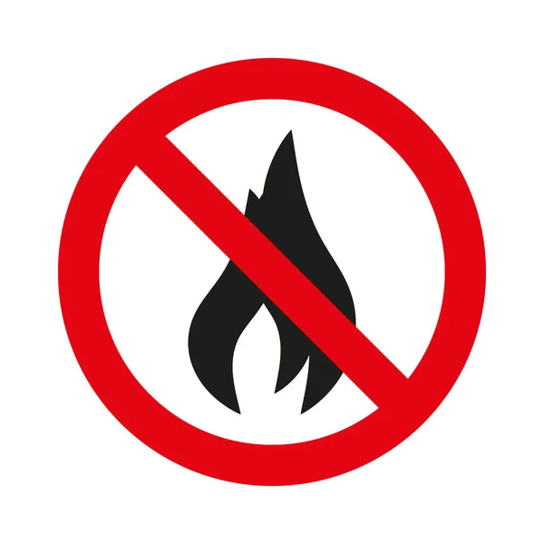 Σημάδι απαγόρευσης πυρκαγιάς. Διασχισμένη εικόνα φλόγας. Κόκκινος κύκλος — Διανυσματικό Αρχείο