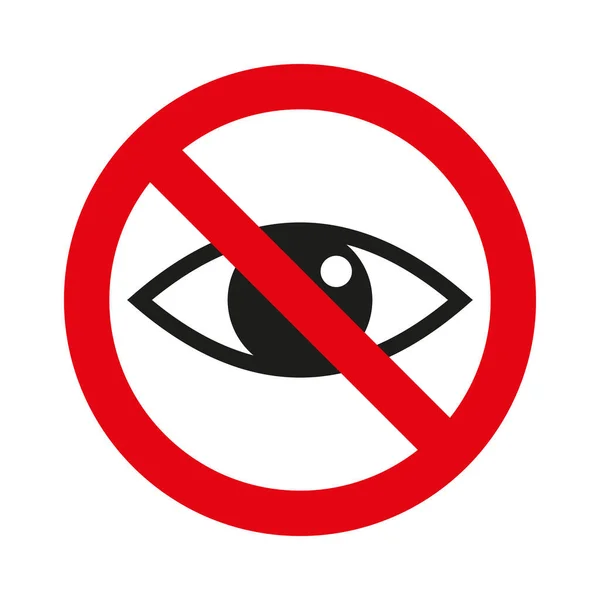 Vector sign of crossed eye. Red circle ban icon — Image vectorielle