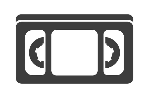 Black vector icon of VHS video cassette tape — Stock Vector