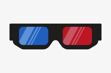 Beyaz arkaplanda 3D gözlüklerin vektör simgesi