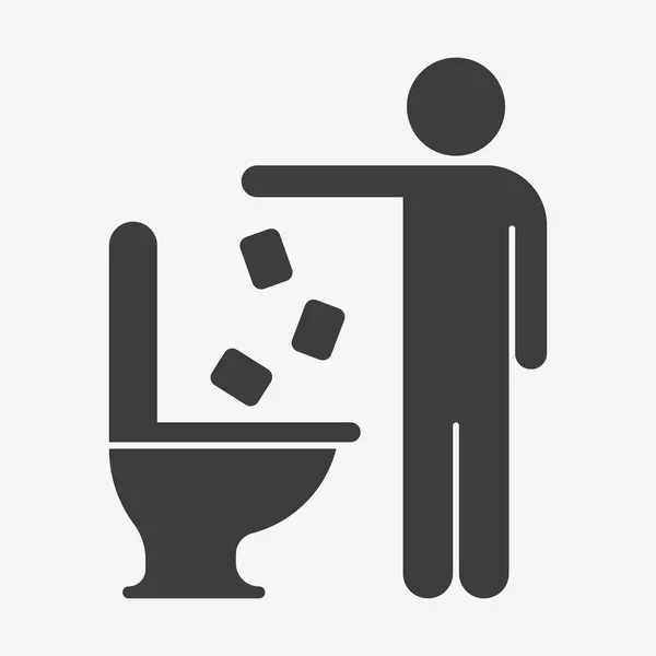 Vector icon throwing toilet paper in the toilet — 스톡 벡터