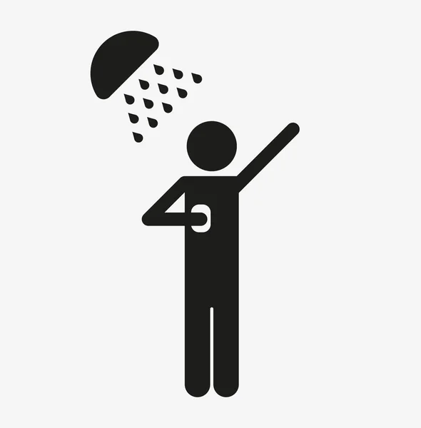 Shower vector icon. Man taking shower symbol. — Stockový vektor