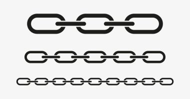 Vector metal iron chain set on white background.