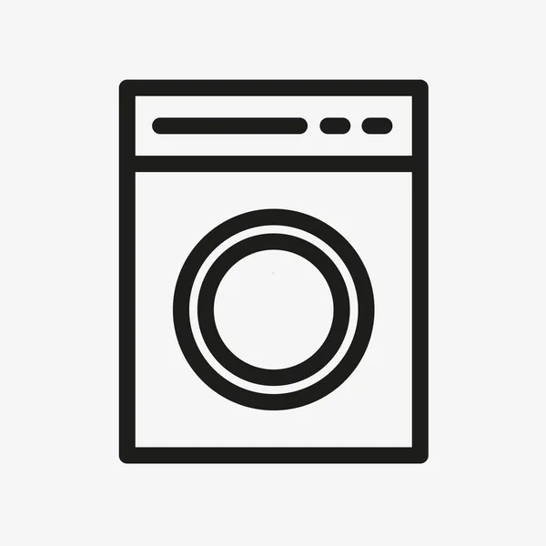Ícone de linha de máquina de lavar roupa em fundo branco — Vetor de Stock