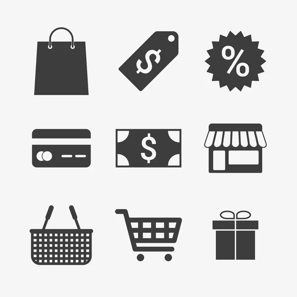 Online shopping black vector icon collection set — Stock Vector