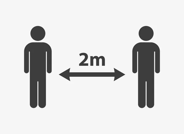 Two meters distance between people vector sign — Wektor stockowy