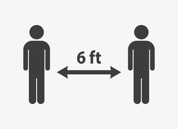 Six feet distance between two people vector sign — Wektor stockowy