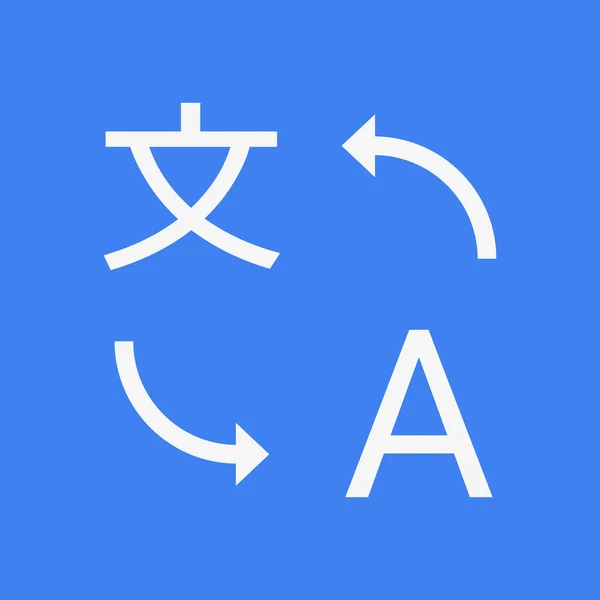 Icono del traductor. Traducir signo sobre fondo azul — Vector de stock