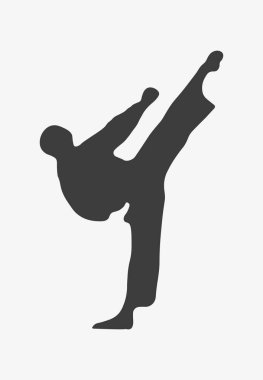 Karate kick vector icon. Martial art silhouette