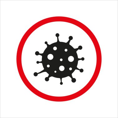 Virus warning circle sign on white background