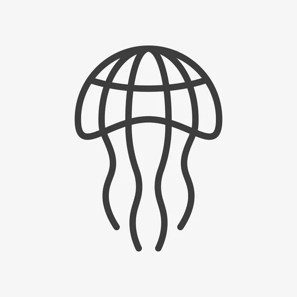 Line vector icon of jellyfish on white background - Stok Vektor