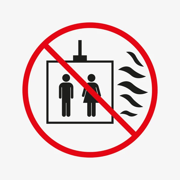 Do not use lift in case of fire. No using elevator — Vector de stock