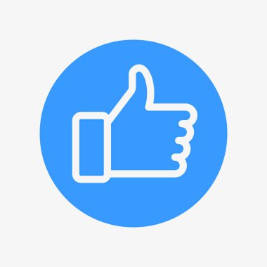 Like icon vector in circle. Hand thumb up.