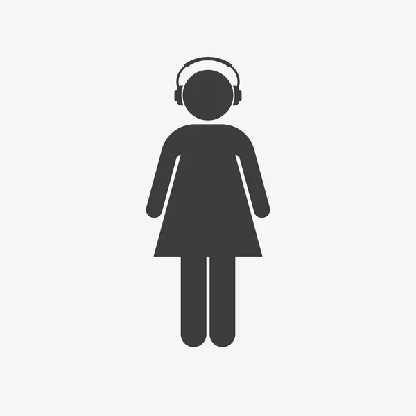 Mujer con auriculares. Chica escuchando música — Vector de stock