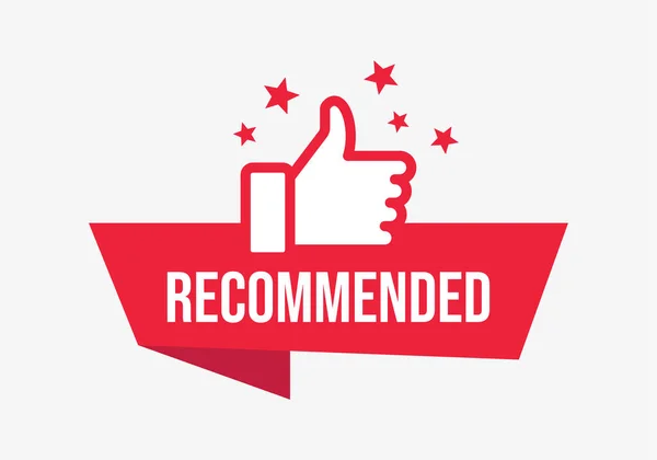 Red vector banner recommended with thumb up