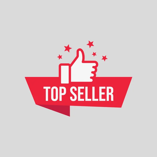 Red vector banner top seller with thumb up