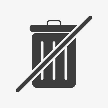 Crossed dustbin icon. No trash bin. Crossed litter