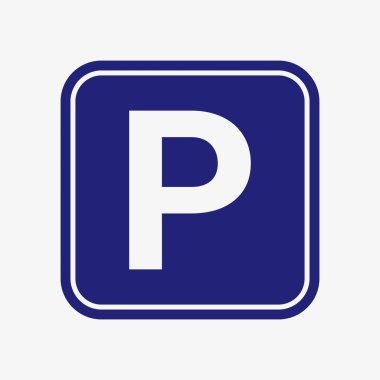 Blue vector parking sign on white background