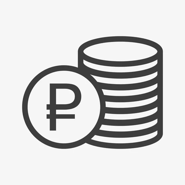 Ruble icon. Pile of coins Russian currency symbol — Stockvektor