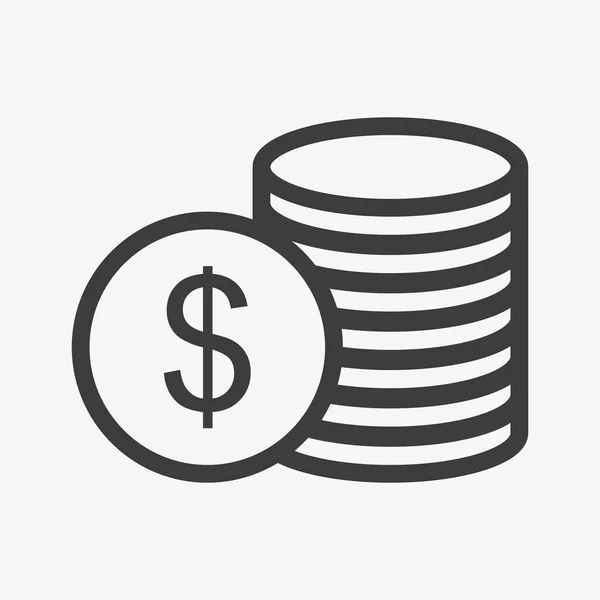 Dollar icon. Pile of coins. US currency symbol — Vetor de Stock