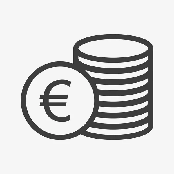 Euro icon. Pile of coins. European currency symbol — Archivo Imágenes Vectoriales