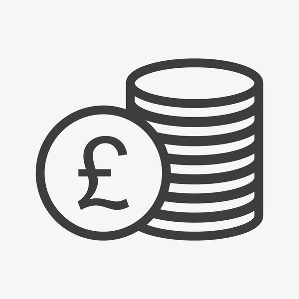 Pound icon. Pile of coins. British currency symbol — Vetor de Stock