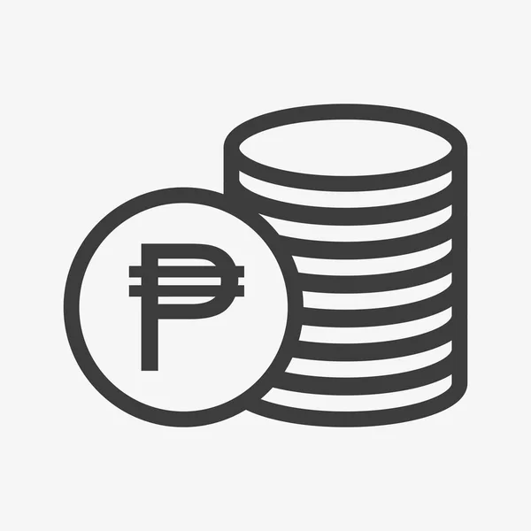 Philippine peso icon. Pile of coins. PHP currency — Archivo Imágenes Vectoriales