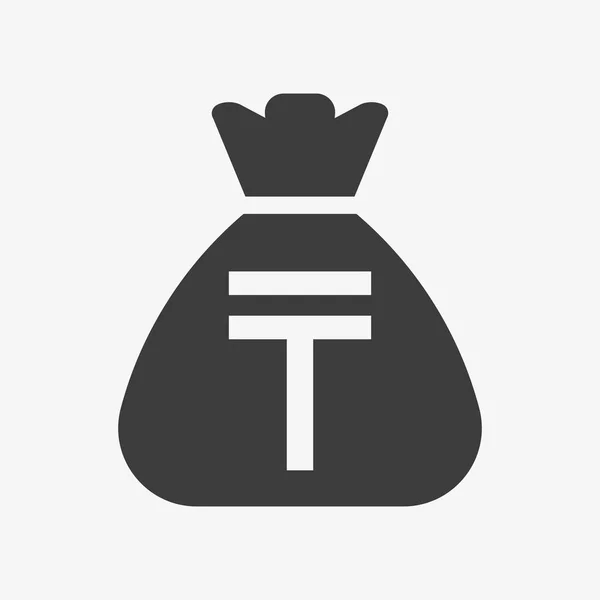 Tenge icon. Sack with Kazakh currency symbol — Vetor de Stock