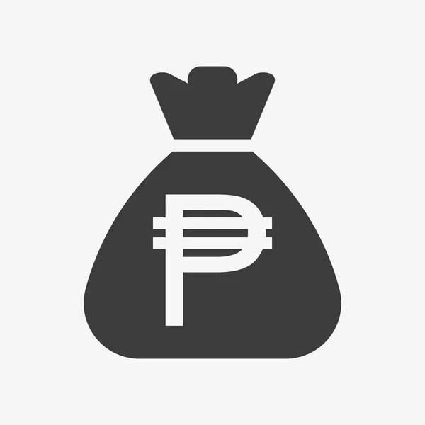 Icono del peso filipino. Saco con moneda PHP — Archivo Imágenes Vectoriales