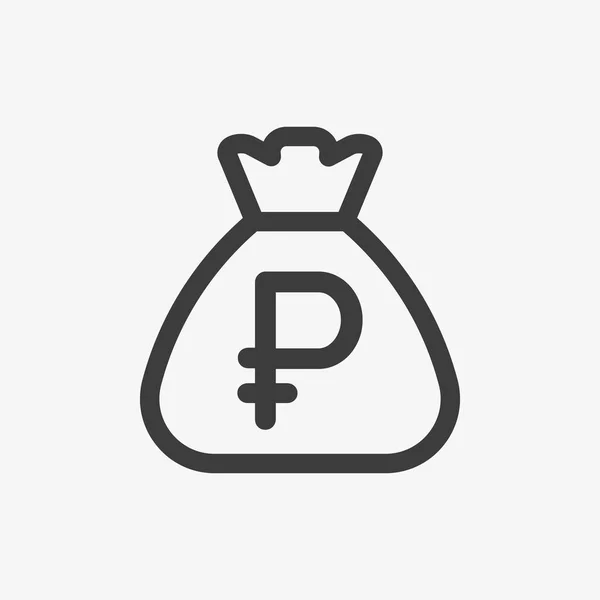 Ruble icon. Sack with russian currency symbol — Archivo Imágenes Vectoriales