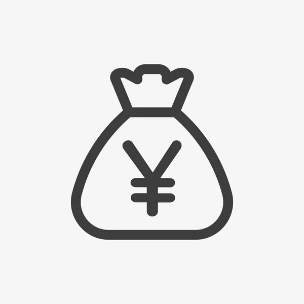 Yen icon. Sack with Japanese currency symbol. — стоковый вектор