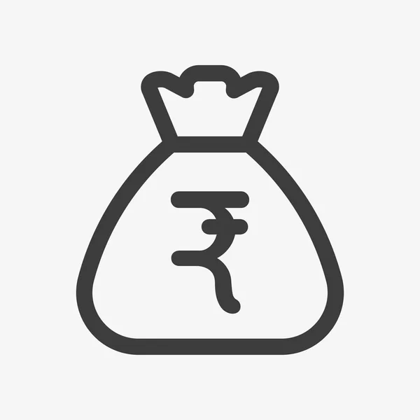 Rupee icon. Sack with Indian currency symbol — Archivo Imágenes Vectoriales