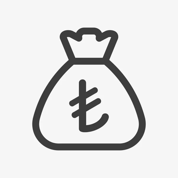 Turkish lira icon. Sack with Turkish currency — Archivo Imágenes Vectoriales