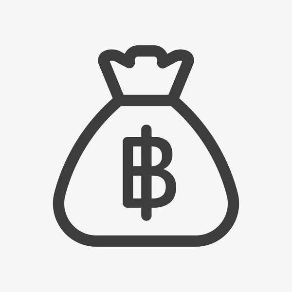 Baht icon. Sack with Thai currency symbol — Stockvektor