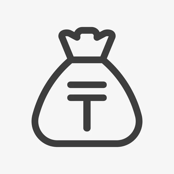 Tenge icon. Sack with Kazakh currency symbol — Stockový vektor