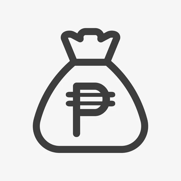 Icono del peso filipino. Saco con moneda PHP — Archivo Imágenes Vectoriales