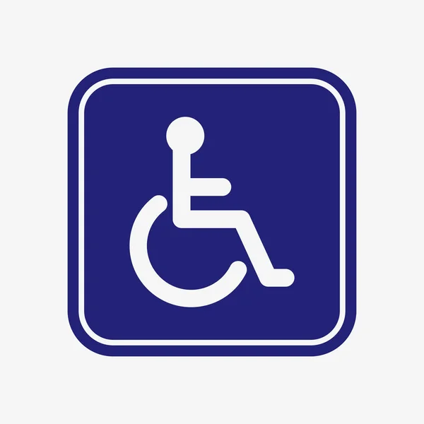 Wheelchair vector icon in blue square sign — Stock Vector