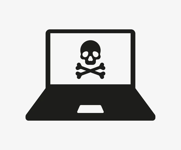 Portátil con el icono del vector de virus en el fondo blanco — Archivo Imágenes Vectoriales