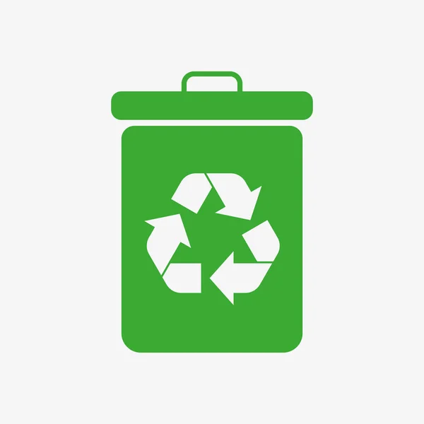 Grünes Mülleimer-Vektorsymbol mit Recycling-Symbol — Stockvektor