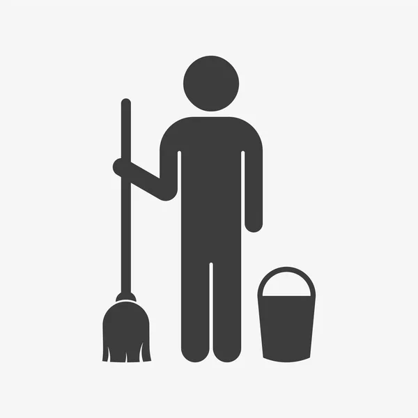 Un homme plus propre avec un équipement d'outils de nettoyage — Image vectorielle