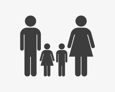 Aile vektör simgesi. Baba, anne ve çocuklar