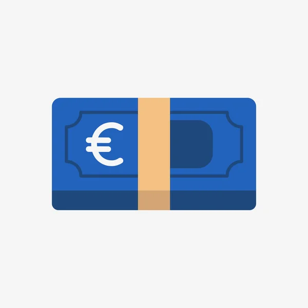 Icono Euro. Símbolo de moneda europea en el billete. — Vector de stock