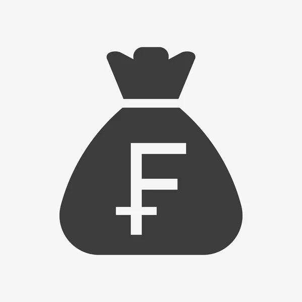 Icono del franco suizo. Saco con símbolo de moneda suiza — Vector de stock
