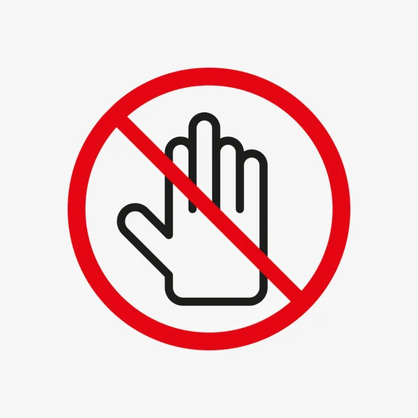 Crossed hand in red circle. Do not touch symbol — Stock Vector