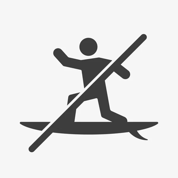Skrzyżowana ikona wektora surfingu. Symbol zakazu surfowania — Wektor stockowy