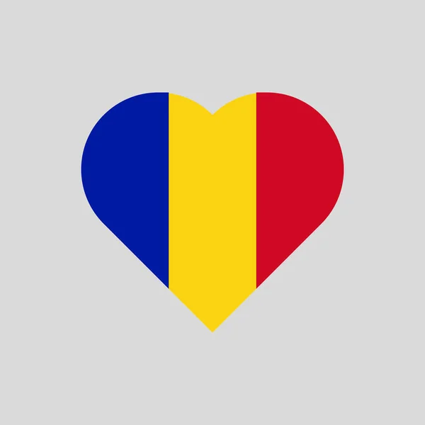 心の形をしたルーマニアの国旗 — ストックベクタ