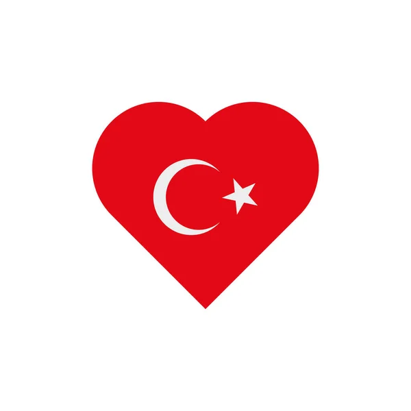 Bandeira da Turquia em forma de coração — Vetor de Stock