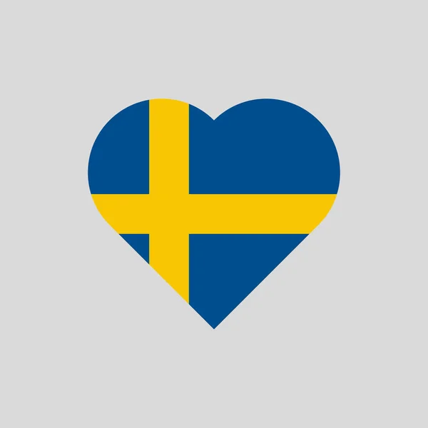 Flaga Szwecji w kształcie serca — Wektor stockowy