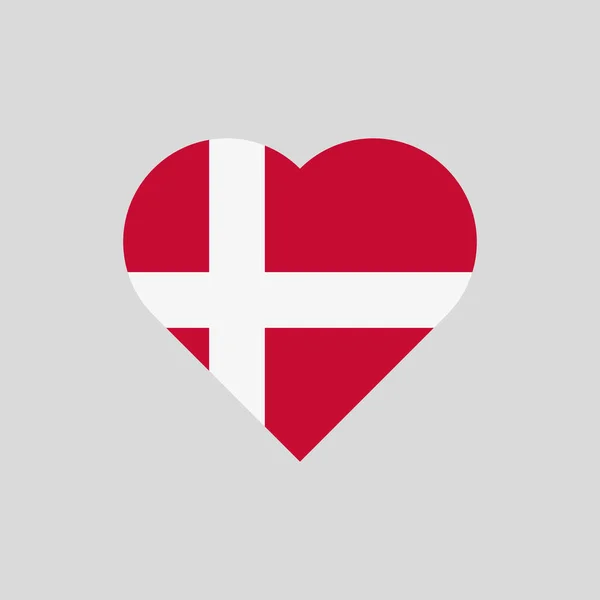 Dánská vlajka ve tvaru srdce — Stockový vektor